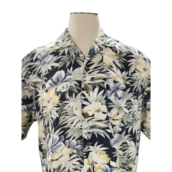 Tommy Bahama Hawaiian Shirt Large Rayon Aloha Floral Print Made In Hong Kong - Picture 5 of 7